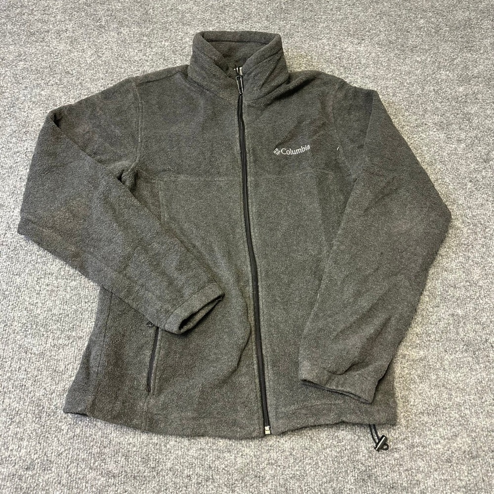 Columbia Fleece Jacket Womens Size M Grey Full Zip Mock Neck Outdoor Soft Sport
